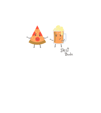 Best Buds - Pizza + Beer model alb pe tricou