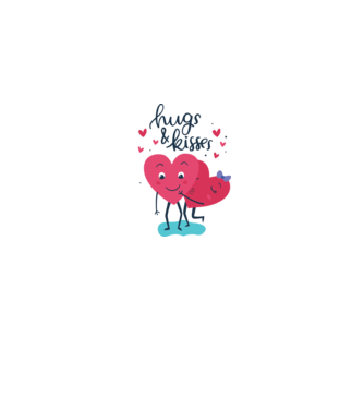 'Hugs and Kisses Tricou drăguț pentru Valentine''s Day' model gri pe tricou