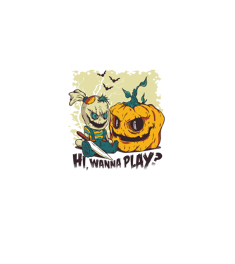 Vrei să te joci? Halloween model albastru deschis pe tricou
