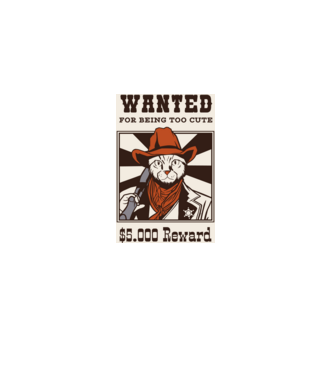 Wanted for being too cute Cowboy cu pisică model  pe tricou