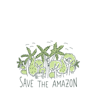 Salvează Pădurea Amazoniană model alb pe tricou