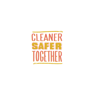 Cleaner Safer Together model alb pe tricou