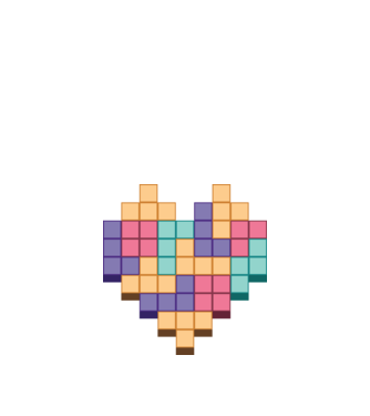 Inimă Tetris model nisipiu pe tricou