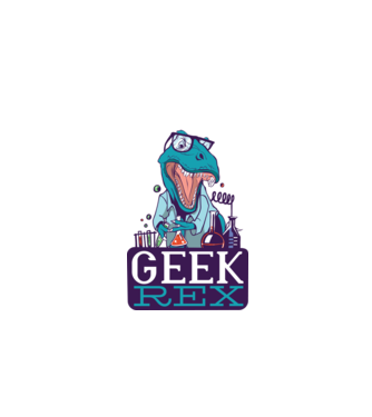 Geek Rex dinozaur tricou model negru pe tricou