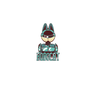 Robocat - Pisică Robot model alb pe tricou