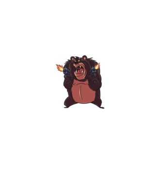 Pew Pew Pew Madafakas Urs model negru pe tricou