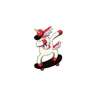 Skateboarder Unicorn DAB model albastru închis pe tricou