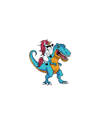 Unicorn cu dinozaur tricou amuzant model negru pe tricou