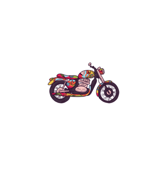 Motociclist Hippi model negru pe tricou