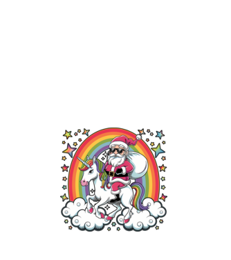 Moș Crăciun cool pe un unicorn model alb pe tricou