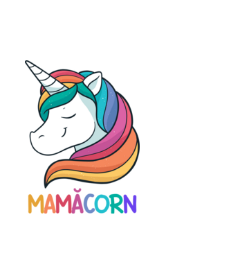 mamăcorn model alb pe tricou