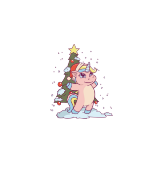 Unicorn de Crăciun model alb pe tricou