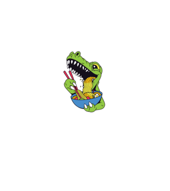 T-rex Ramen model roșu pe tricou