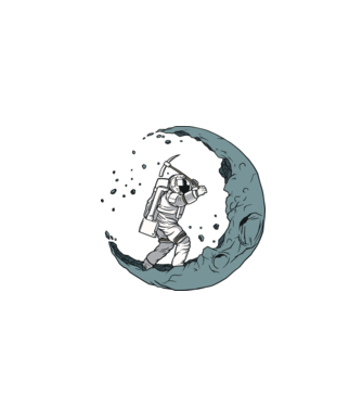 Astronaut pe Lună model negru pe tricou