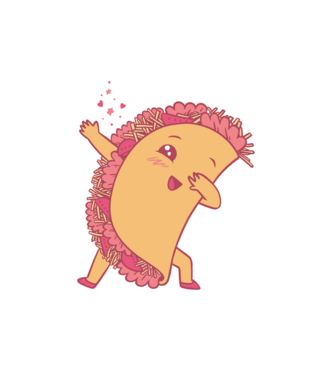 Kawaii Taco DAB model alb pe tricou