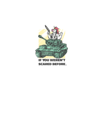 Unicorn Tanc model alb pe tricou