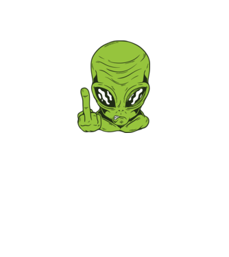 Alien arată degetul model verde neon pe tricou