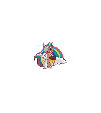 Unicorn drăguț Veveriță model alb/roșu pe tricou