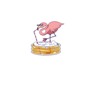 Flamingo cu bere model alb pe tricou
