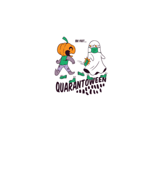 Quarantoween model alb pe tricou