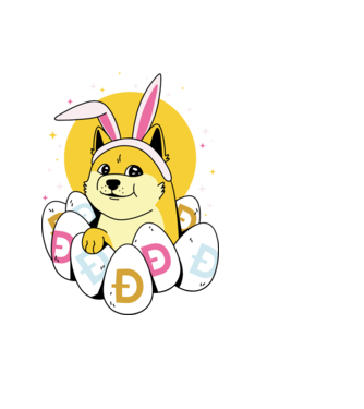 Dogecoin Paște model negru pe tricou