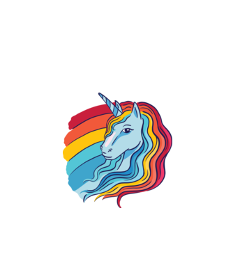 Unicorn cu Curcubeu model negru pe tricou