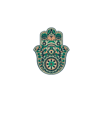 Mână Hamza - Mâna lui Dumnezeu Mandala model alb pe tricou