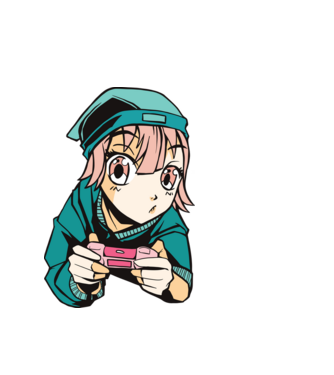 Anime fată Gamer model alb pe tricou