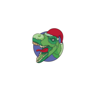 T-rex Santa model gri pe tricou
