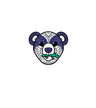 Mandala Panda model albastru jeanși pe tricou