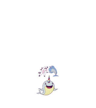 Unicorn Balenă Fuziune - Narval model negru pe tricou