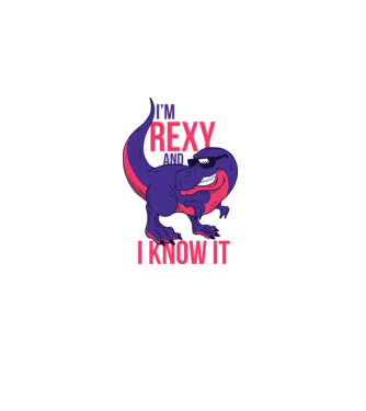'I''m Rexy and I know it - tricou dinozaur amuzant' model alb pe tricou