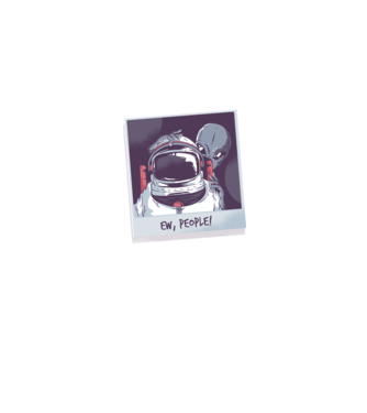 Ew, Oameni - Astronaut cu extraterestru model albastru jeanși pe tricou