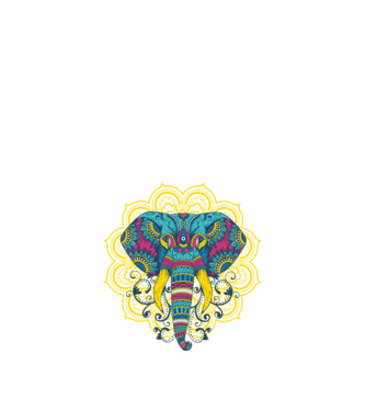 Elefant Mandala Colorat model albastru închis pe tricou