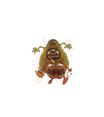 Monstru Avocado model alb pe tricou