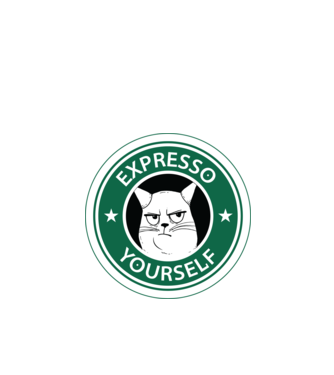 Expresso Yourself tricou Pisică cu cafea model negru pe tricou