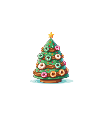 Doughnut pom de Crăciun model alb pe tricou