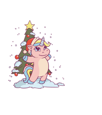 Unicorn de Crăciun model negru pe tricou