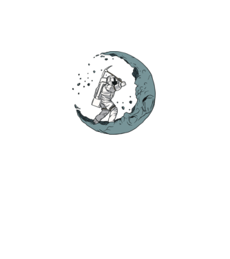 Astronaut pe Lună model negru pe tricou