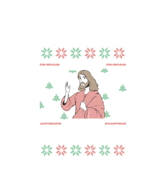 'Go Jesus, It''s Your Birthday Ugly Sweater' model alb pe tricou