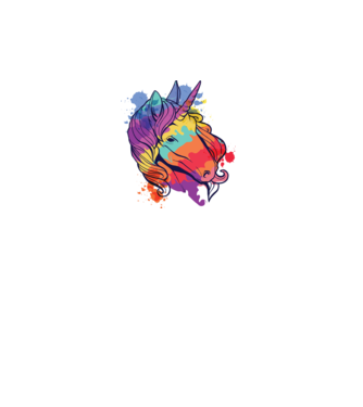Curcubeu colorat Unicorn tricou model alb pe tricou