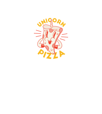 Unicorn Pizza model gri închis pe tricou