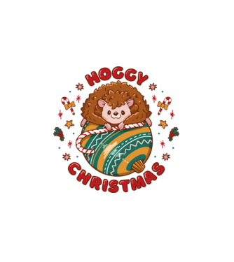 Hoggy Christmas Crăciun cu Arici model alb pe tricou