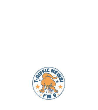'T-rex Terrific news i''m 9' model alb pe tricou