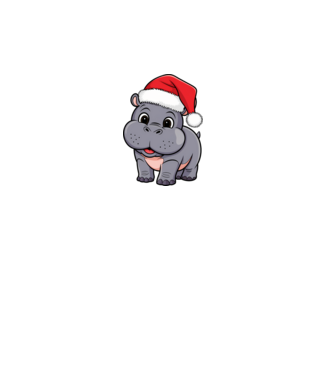 Crăciun Hippo model alb pe tricou