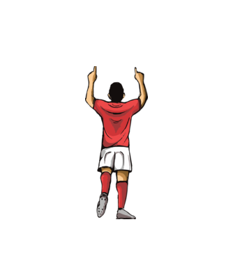 Fotbalist sărbătorind golul model alb pe tricou