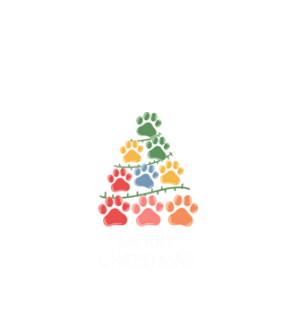 Merry Christmas Paws Negru model negru pe tricou