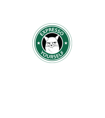 Expresso Yourself tricou Pisică cu cafea model negru pe tricou