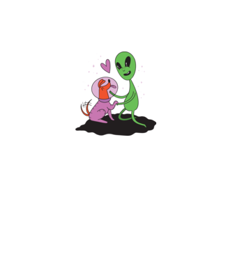 Alien cu câine model alb pe tricou