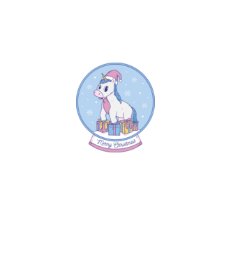 Glob de zăpadă drăguț, de Crăciun, cu Unicorn model negru pe tricou